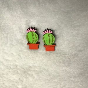 Wooden Cactus Earrings